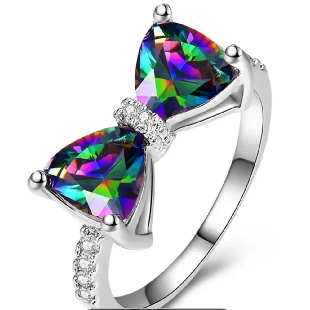 Silver Topaz Bow Ring